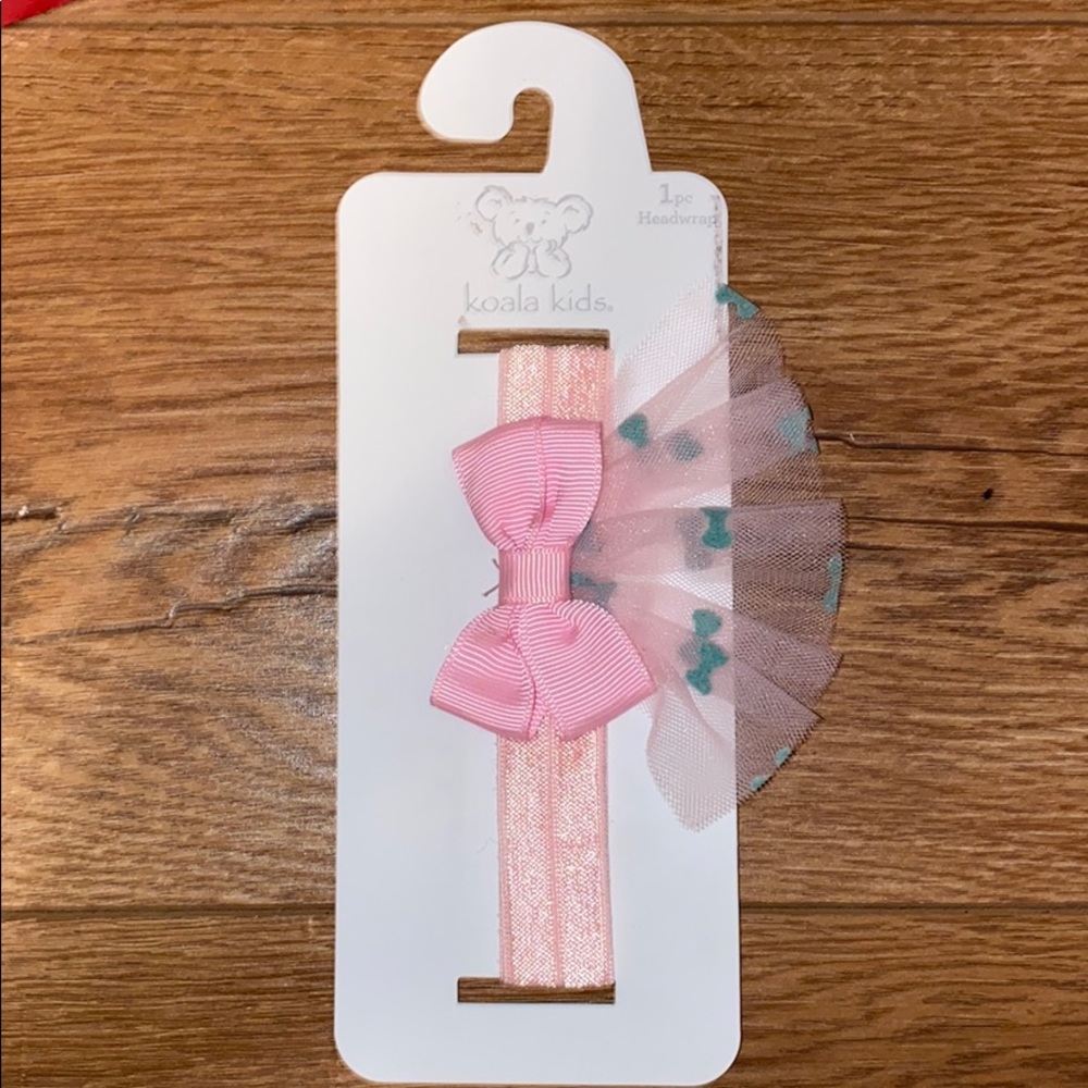 Baby girl pink and green bow head wrap